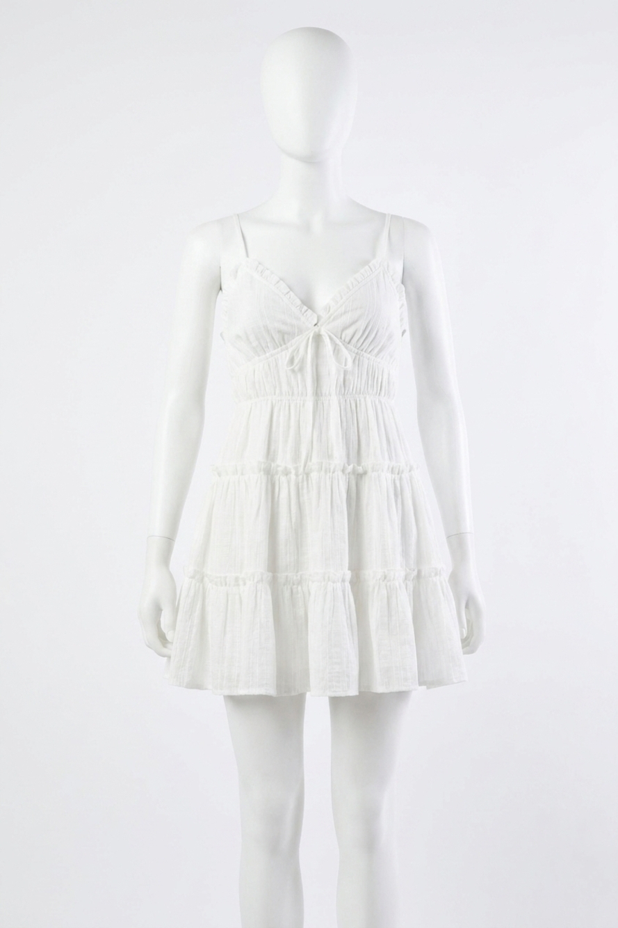 NEW LE LIS daisy ruffled mini dress in white